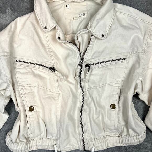 Pilcro Anthropologie Tidal Moto  White Utility Jacket Womens M White - Picture 2 of 11